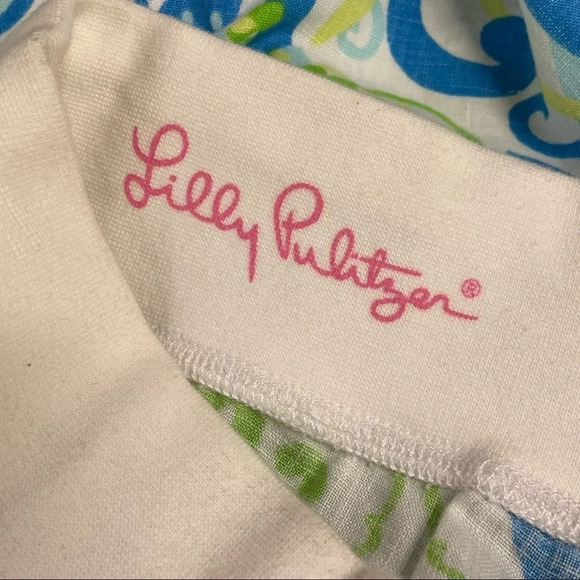 Lilly Pulitzer The Beach Pant Resort White Crystal Coast Blue Green Linen - Picture 12 of 13